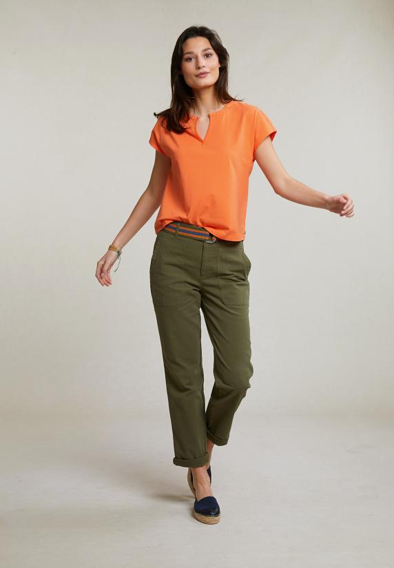 River Woods Oranje Mouwloze V-hals T-shirt