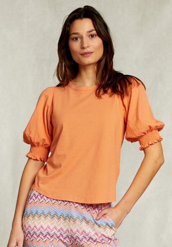 river woods Oranje T-shirt 3/4 mouwen met smock