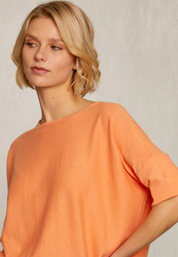 River Woods Oranje Trui Ajour Op Rug