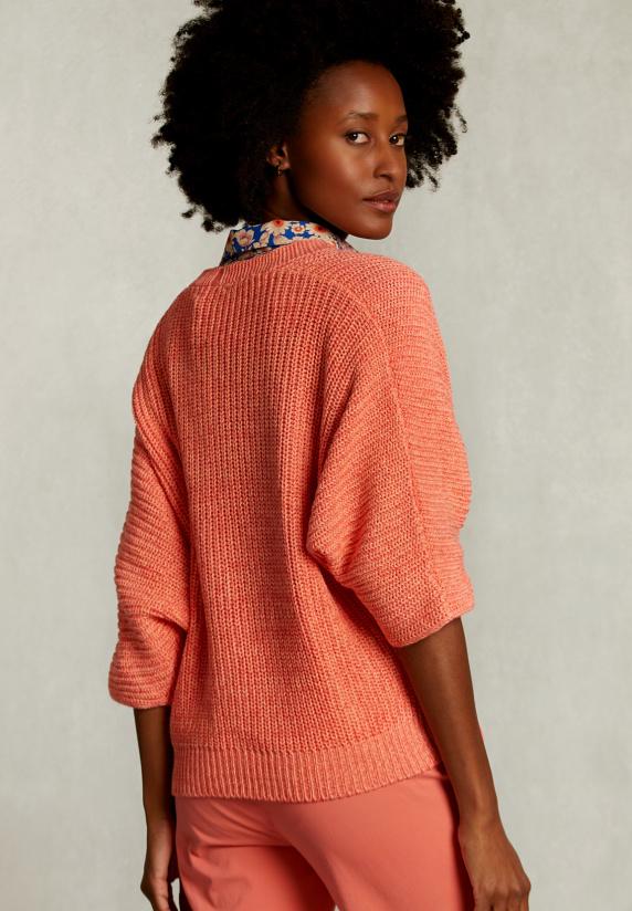 River Woods Oranje V-hals Cardigan 3/4 Mouwen