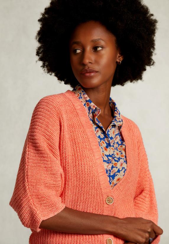 River Woods Oranje V-hals Cardigan 3/4 Mouwen