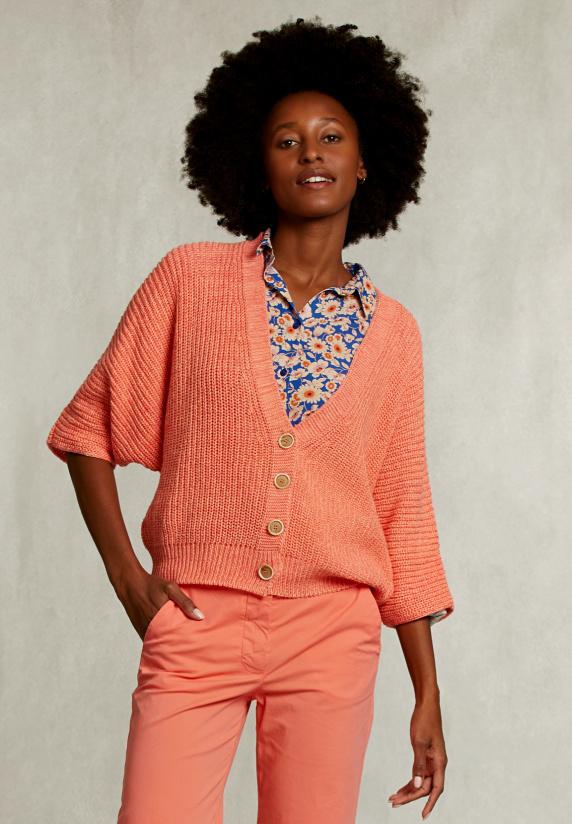 river woods Oranje V-hals cardigan 3/4 mouwen