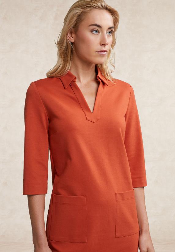 River Woods Oranje V-hals Jurk 3/4 Mouwen