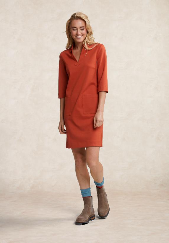 river woods Oranje V-hals jurk 3/4 mouwen