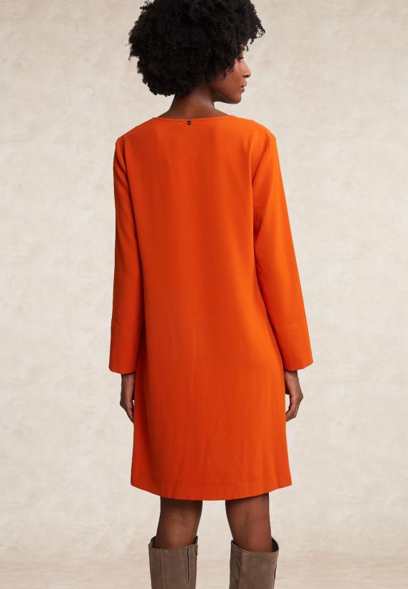 River Woods Oranje V-hals Jurk Lange Mouwen