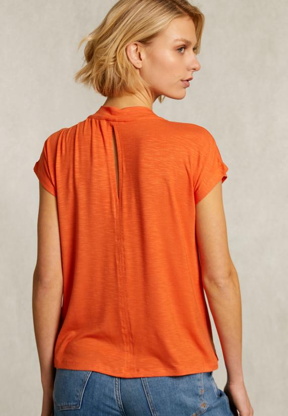 River Woods Oranje V-hals T-shirt Korte Mouwen