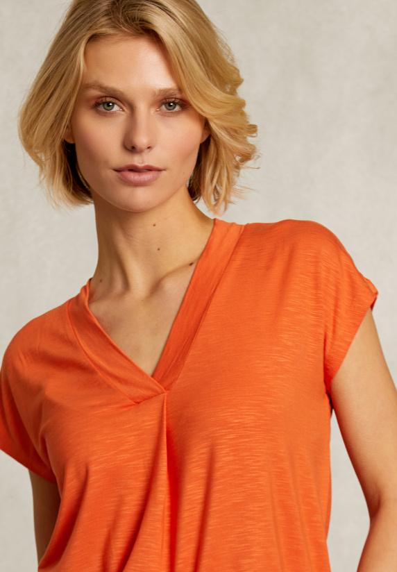 River Woods Oranje V-hals T-shirt Korte Mouwen