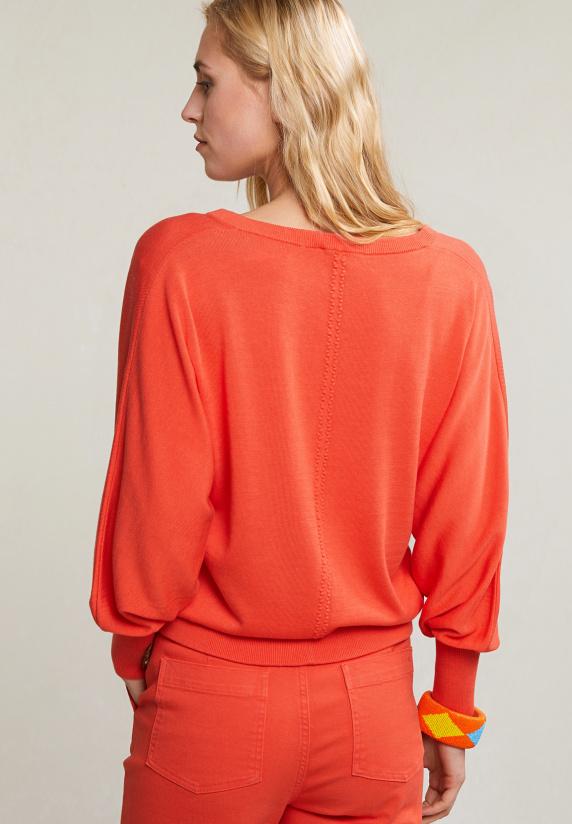 River Woods Oranje V-hals Trui Lange Mouwen