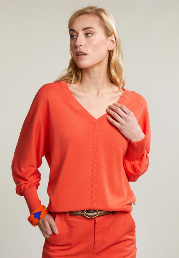 river woods Oranje V-hals trui lange mouwen