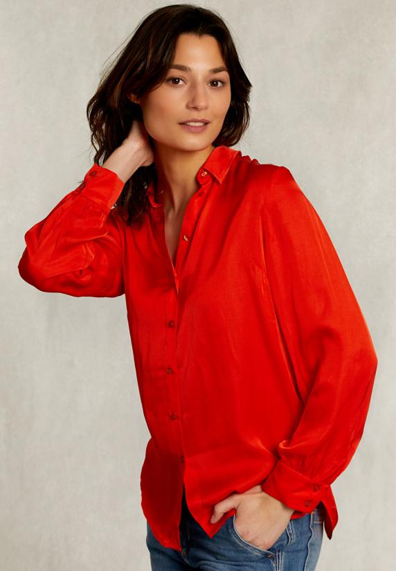 river woods Oranje viscose blouse met knopen