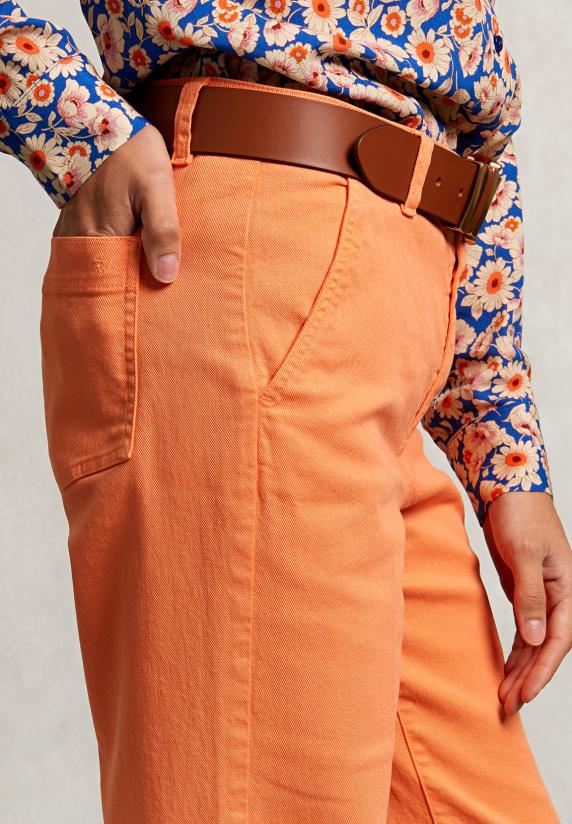 River Woods Oranje Wijde Katoenen Broek