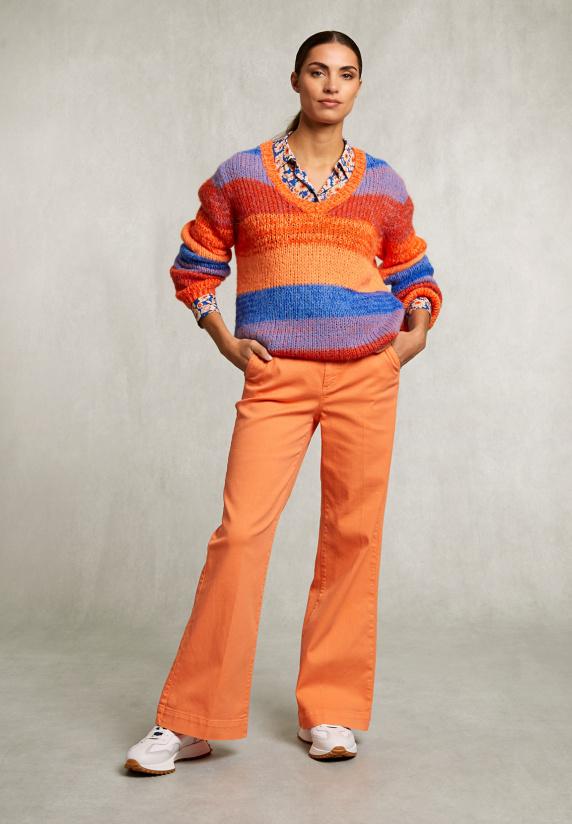 river woods Oranje wijde katoenen broek