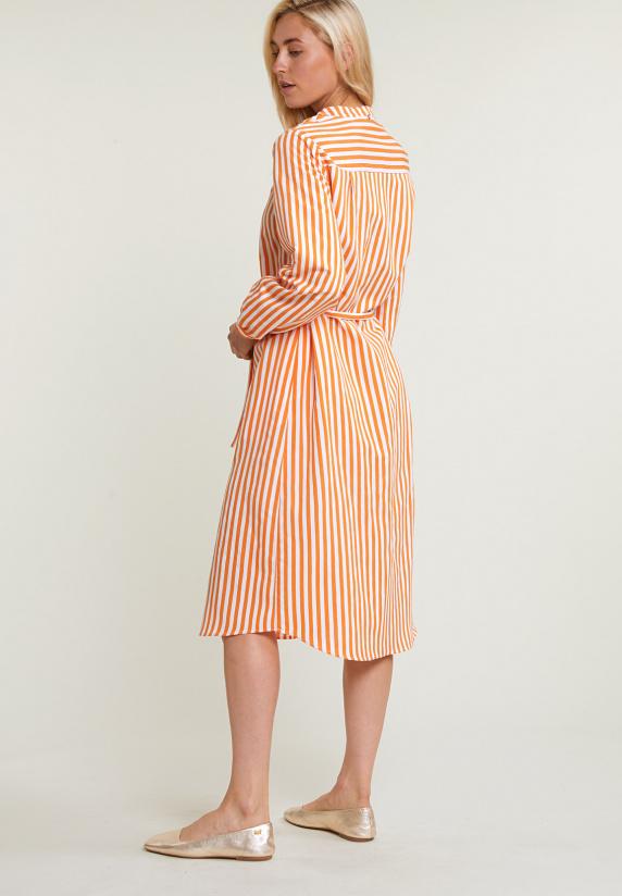 River Woods Oranje/wit Gestreepte Wijde Jurk