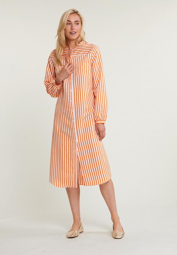 River Woods Oranje/wit Gestreepte Wijde Jurk
