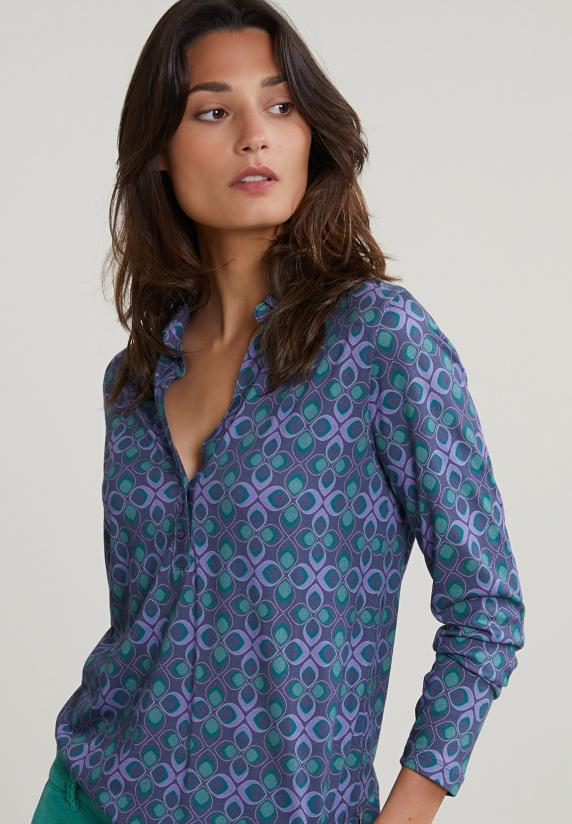 River Woods Paars/groene Fantasie V-hals T-shirt