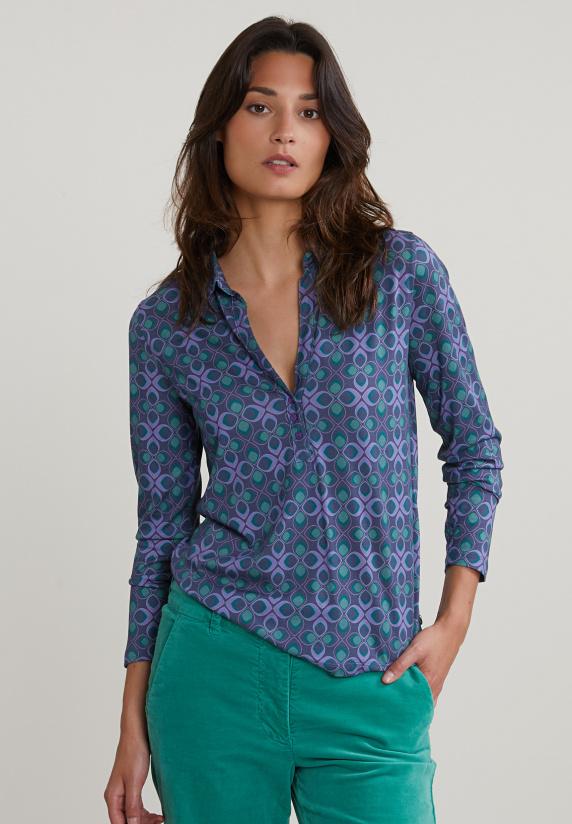 river woods Paars/groene fantasie V-hals T-shirt