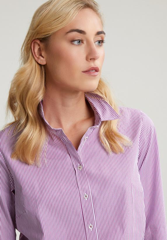 River Woods Paars/wit Gestreepte Blouse Pofmouwen