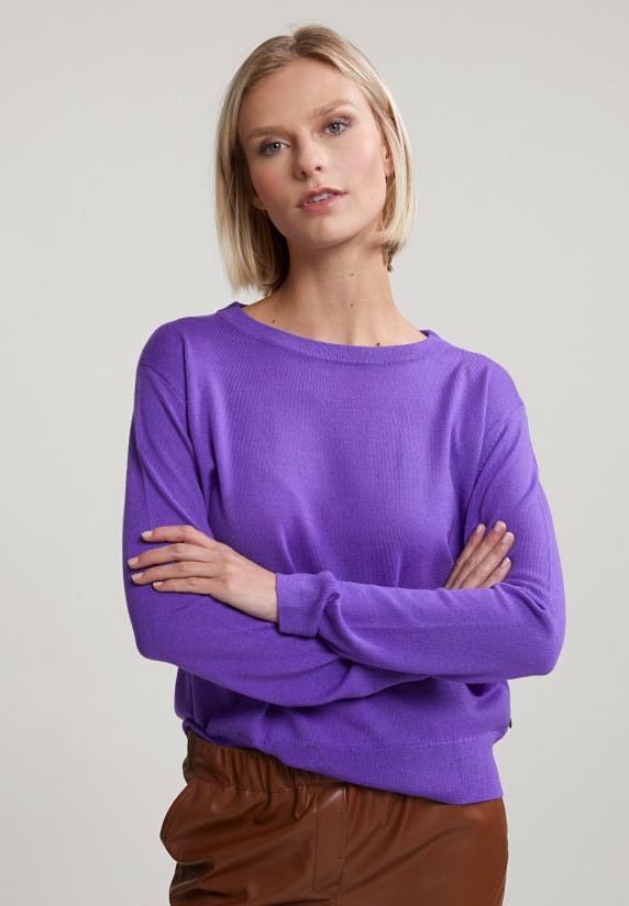 river woods Paarse boxy trui ronde hals