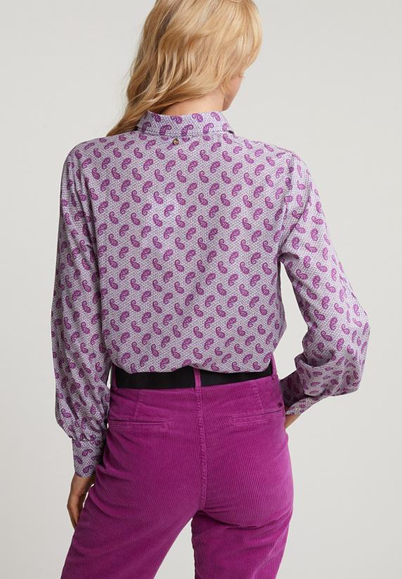 River Woods Paarse Paisley Blouse Pofmouwen
