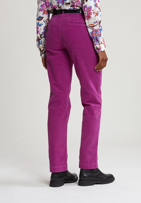 River Woods Paarse Ribfluwelen Broek Hoge Taille