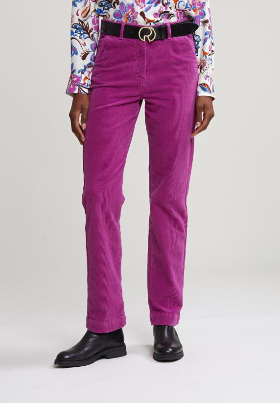 River Woods Paarse Ribfluwelen Broek Hoge Taille