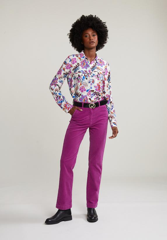 river woods Paarse ribfluwelen broek hoge taille