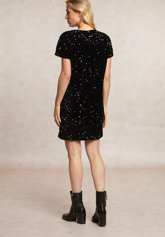 River Woods Pailletten V-hals Jurk Zwart