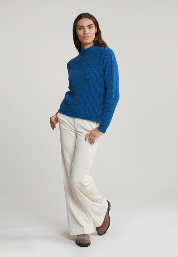 River Woods Petrol Effen Trui Opstaande Kraag