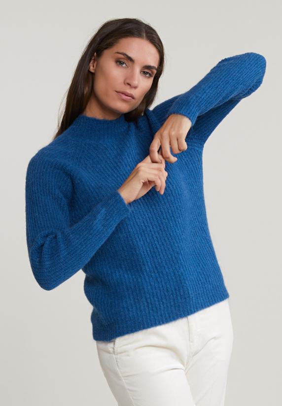 river woods Petrol effen trui opstaande kraag