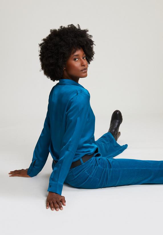 River Woods Petrol Klassieke Blouse