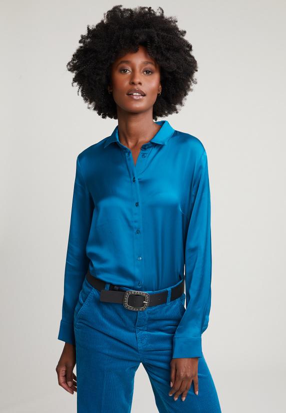 river woods Petrol klassieke blouse