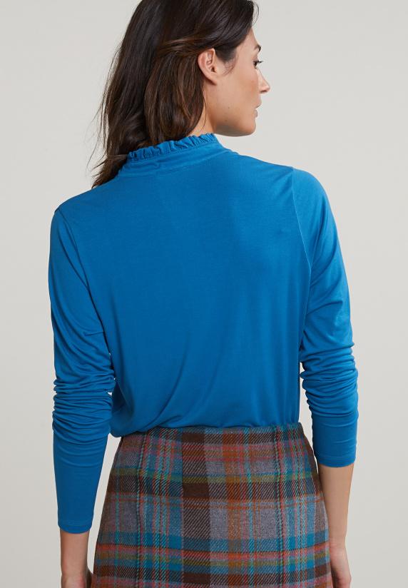 River Woods Petrol V-hals T-shirt Kraag Met Ruches