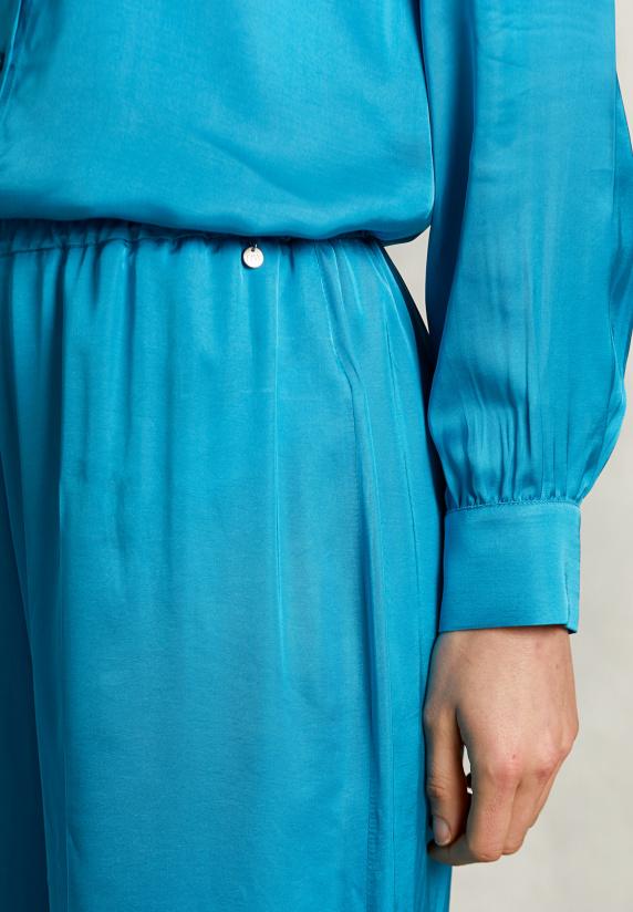 River Woods Petrol Wijde Broek Elastische Taille