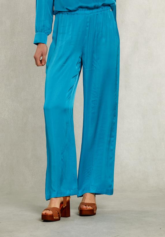 River Woods Petrol Wijde Broek Elastische Taille