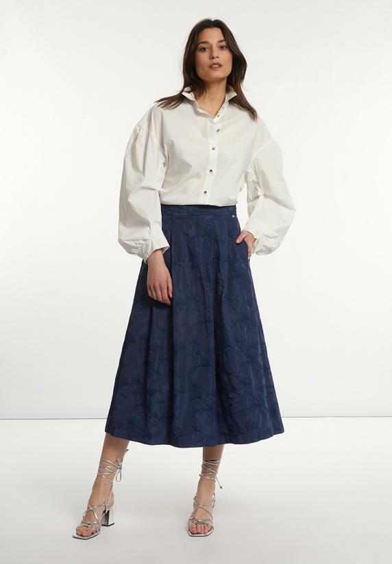 river woods Plooirok hoge taille blauw