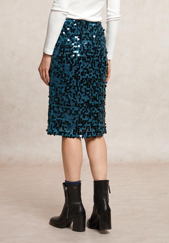 River Woods Rechte Pailletten Midirok Groen