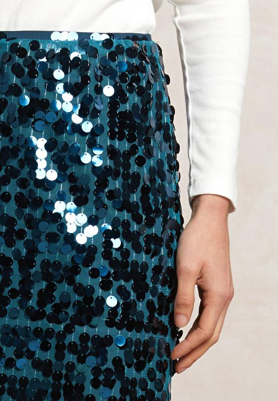 River Woods Rechte Pailletten Midirok Groen