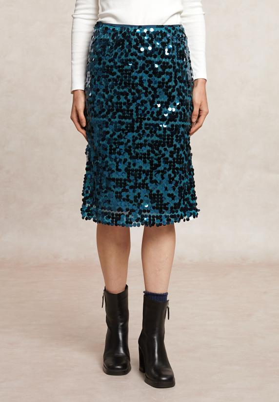 River Woods Rechte Pailletten Midirok Groen