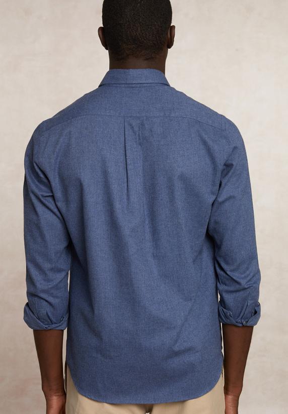 River Woods Regular Fit Effen Flanellen Hemd Blauw