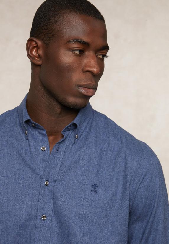 River Woods Regular Fit Effen Flanellen Hemd Blauw
