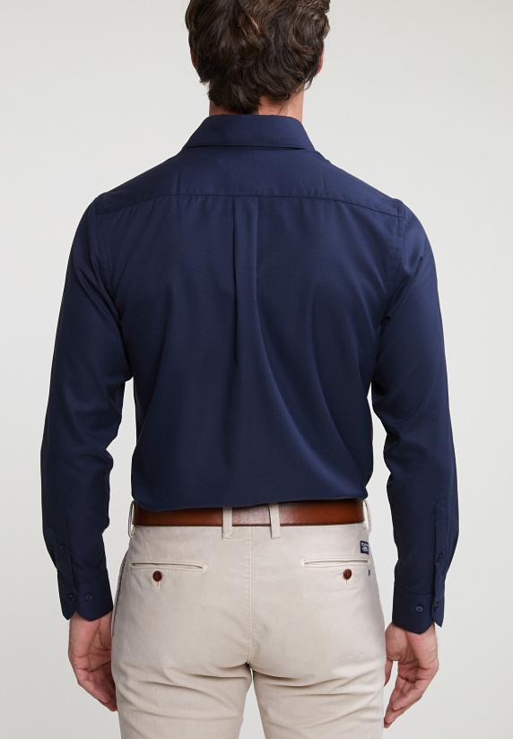 River Woods Regular Fit Effen Katoenen Hemd Blauw