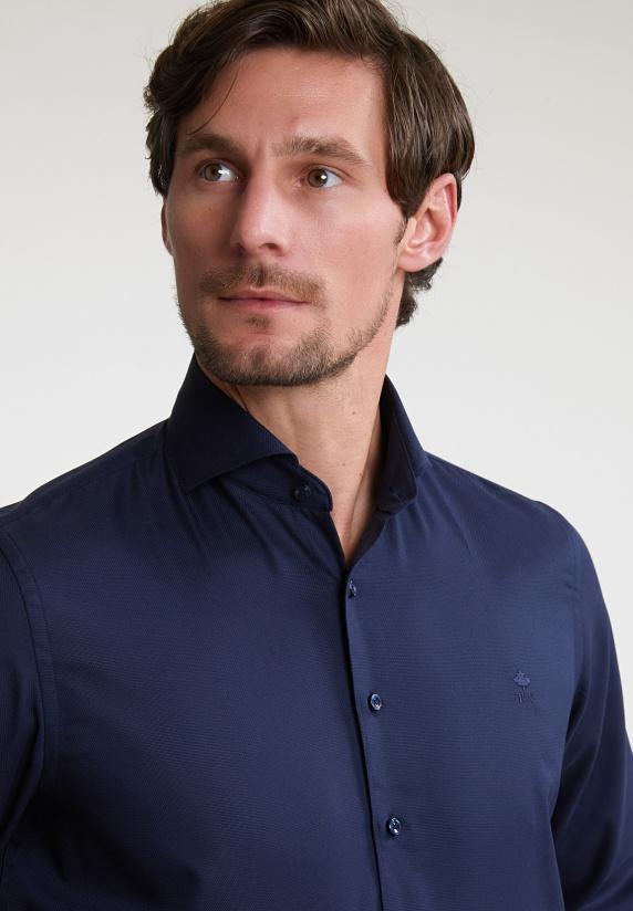 River Woods Regular Fit Effen Katoenen Hemd Blauw