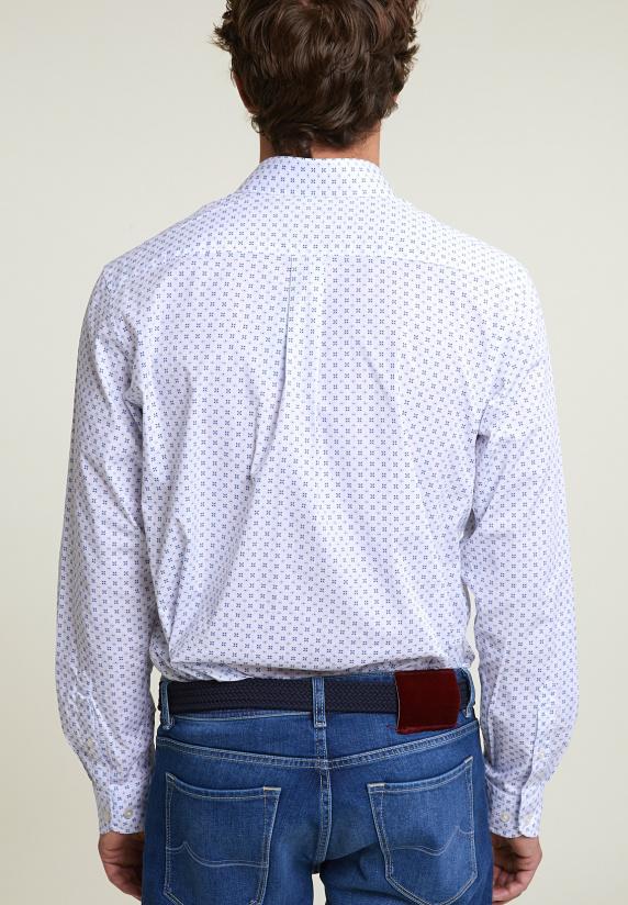 River Woods Regular Fit Fantasiehemd Blauw/wit