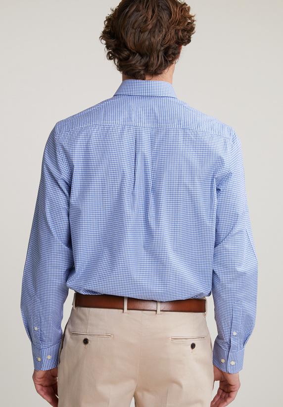 River Woods Regular Fit Geruit Hemd Blauw/wit