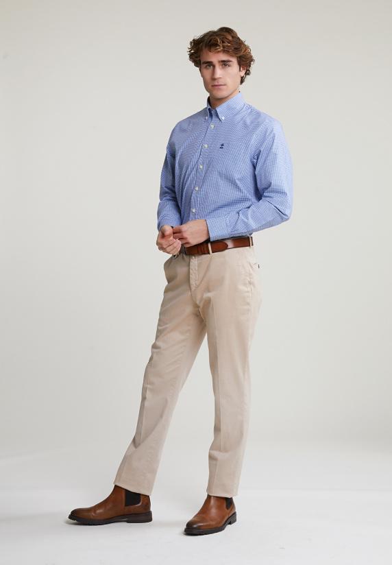 River Woods Regular Fit Geruit Hemd Blauw/wit