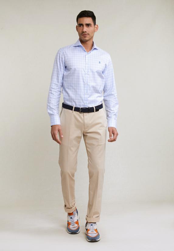 River Woods Regular Fit Geruit Hemd Blauw/wit