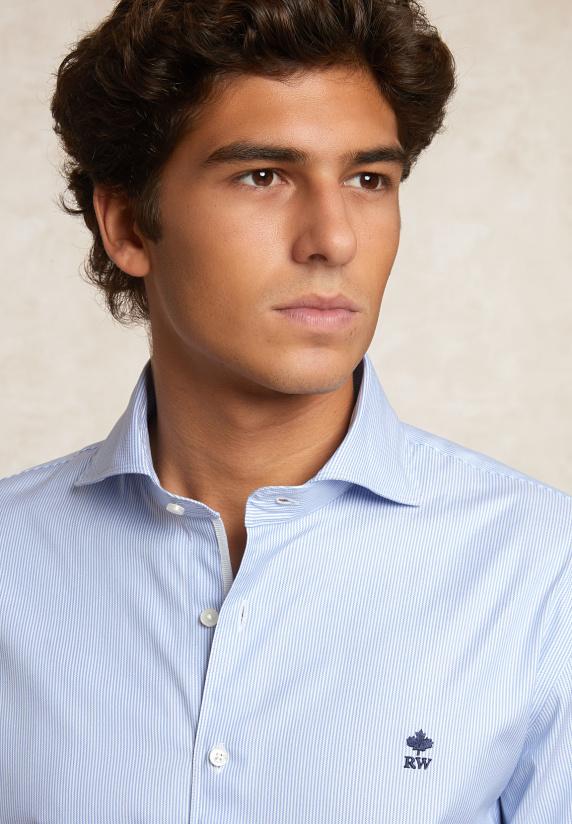 River Woods Regular Fit Gestreept Hemd Blauw/wit
