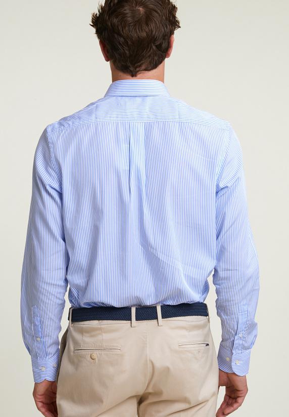 River Woods Regular Fit Gestreept Hemd Blauw/wit