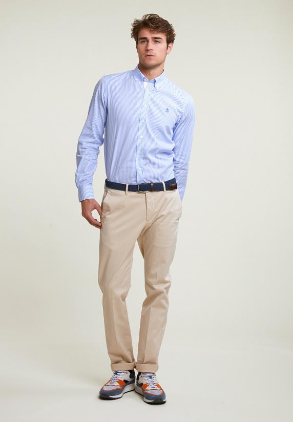 River Woods Regular Fit Gestreept Hemd Blauw/wit