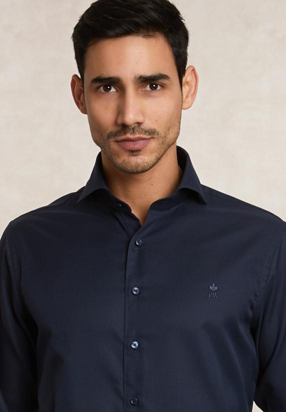 River Woods Regular Fit Katoenen Hemd Blauw